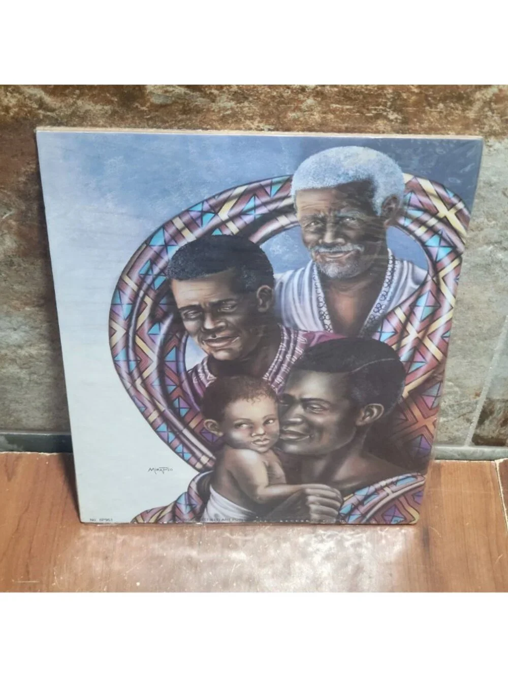 Vintage Unframed Four Generations Men Baby Art Print 1995 Signed Mira Pio